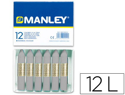 12 lápices cera blanda Manley unicolor gris nº72